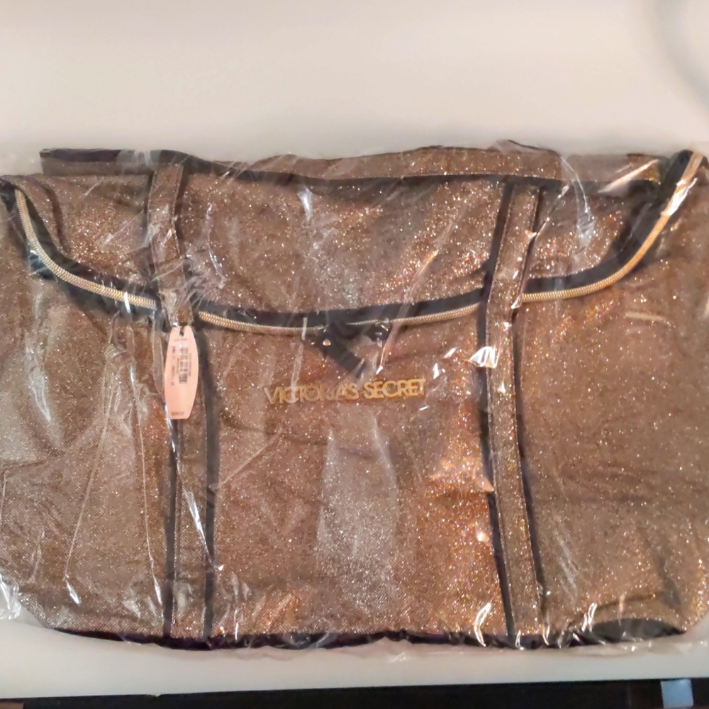 Victoria's Secret Sparkle Gold Carryall NWT